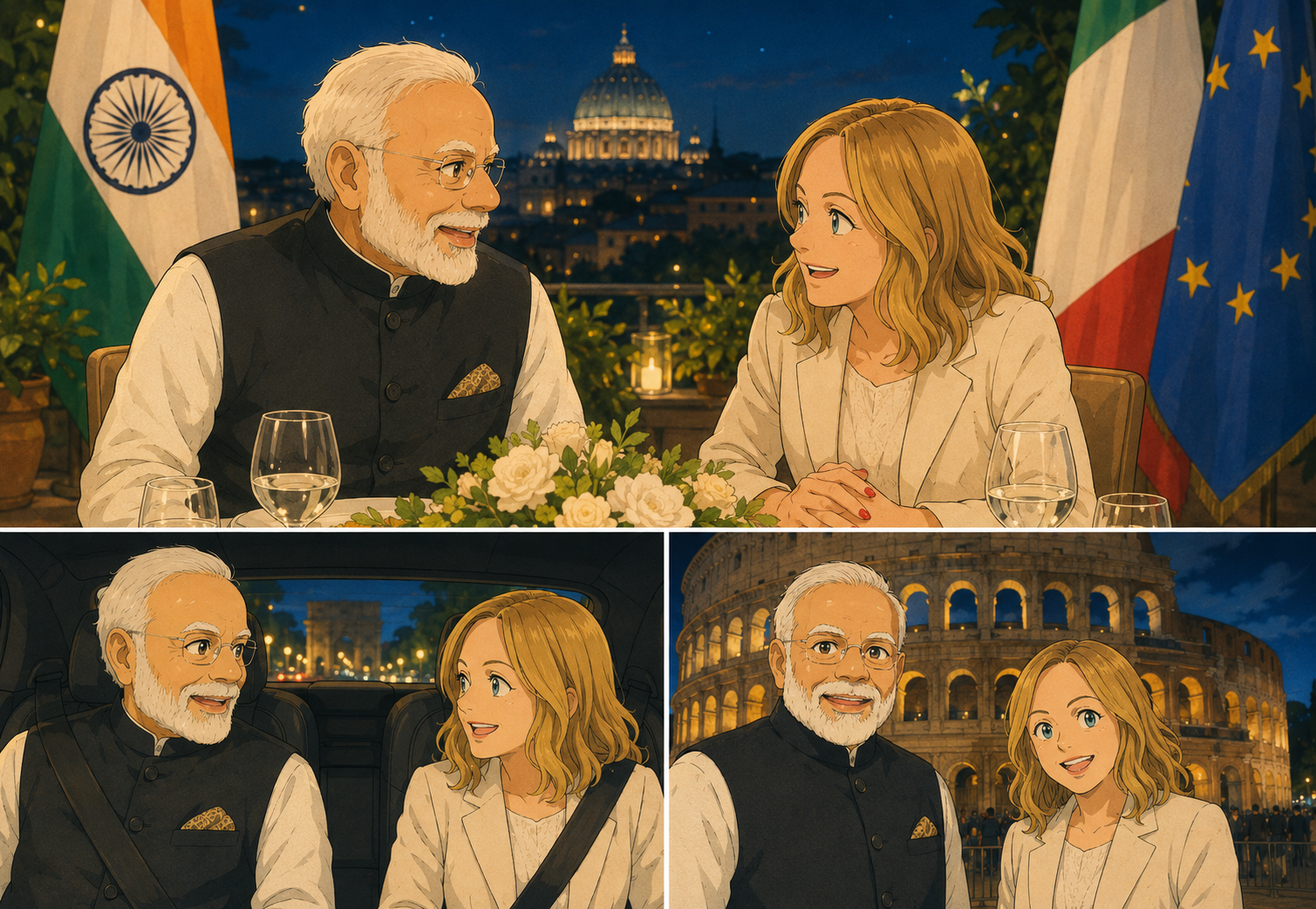 जॉर्जिया मेलोनी से मिले पीएम मोदी, डिनर के बाद एक ही कार में घूमने निकले दोनों नेता