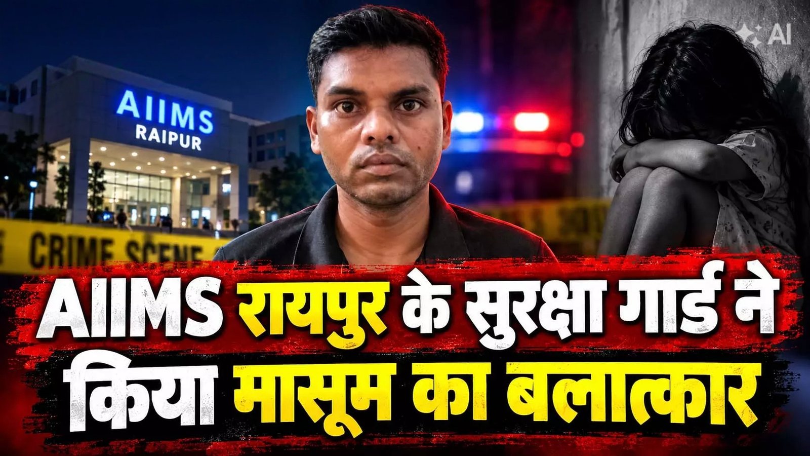 रायपुर में तीन साल की बच्ची से यौन शोषण का आरोप, AIIMS के सुरक्षा गार्ड को पुलिस ने रात में किया गिरफ्तार
